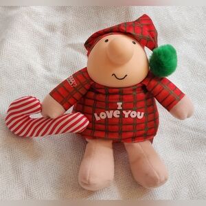 Ziggy Vintage Christmas Plaid Nightgown Cap Candycane Plush Toy I Love You